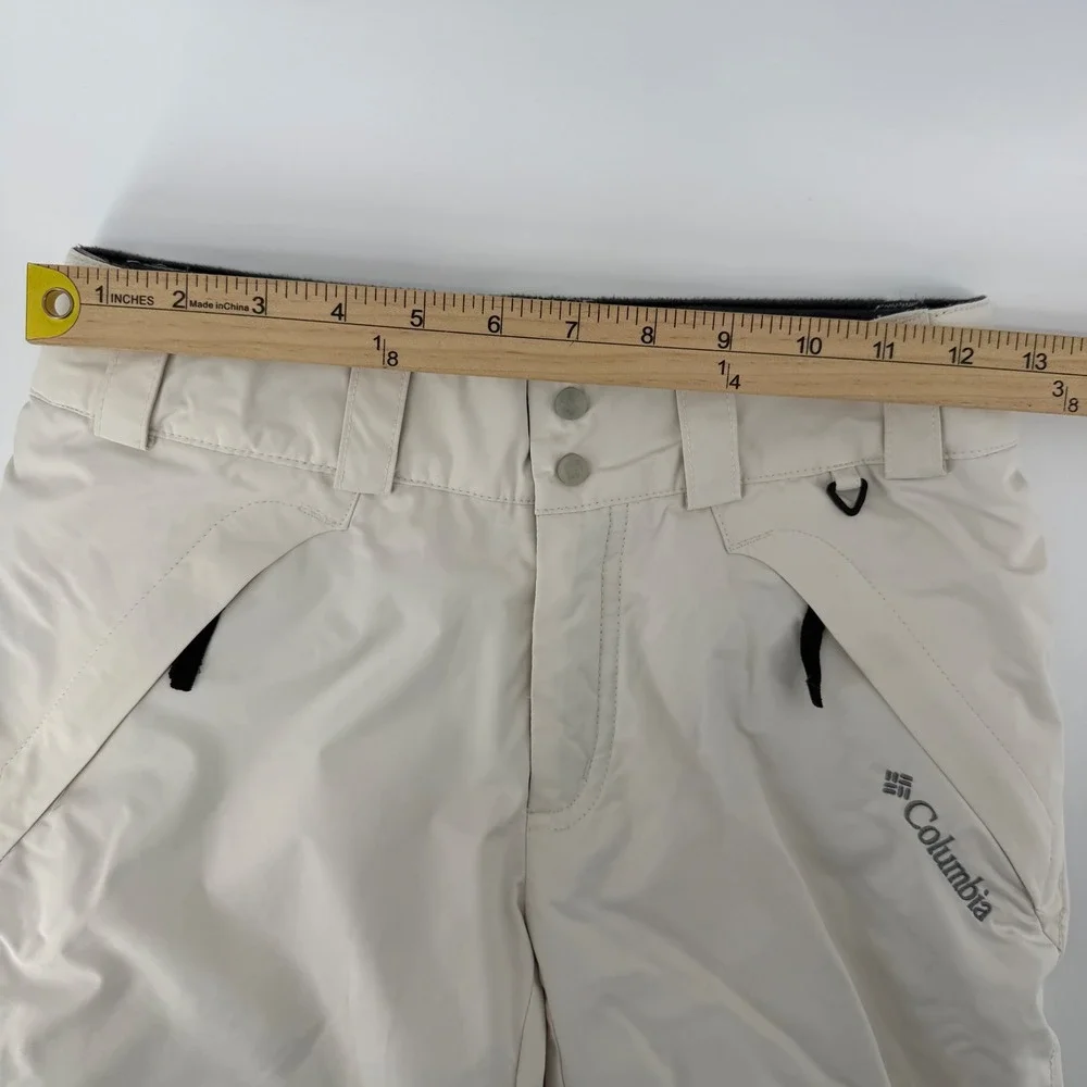 Columbia Snow‎ Pants Kids Youth 10/12 White Cream Omni-Tech Insulated Ski Bibs